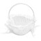 White Flower Girl Basket for Weddings - Heart-Shaped Flower Pedal Basket with Lace and Bows (6.2 x 8.7 x 7 In)